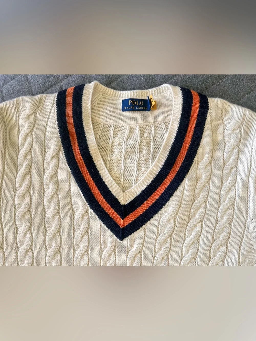 POLO Ralph Lauren XL Wool Cashmere Blend Cricket Cable Knit Sweater Orig $350